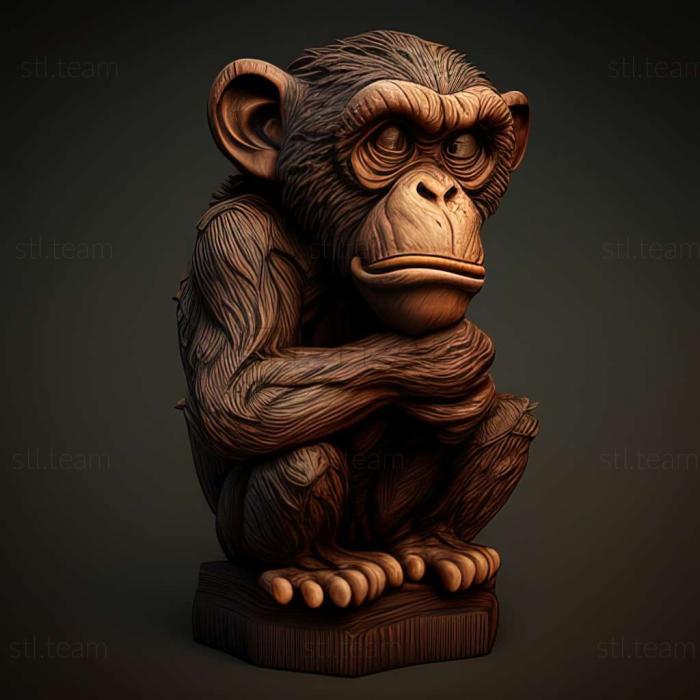 3D model Mickey chimpanzee famous animal (STL)